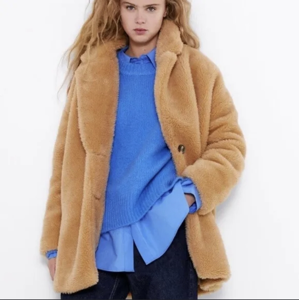 Zara cozy teddy jacket L